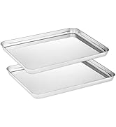 Velaze Lot de 2 plaques de cuisson en acier inoxydable, plateau rectangulaire pour pain, biscuits, pizz...