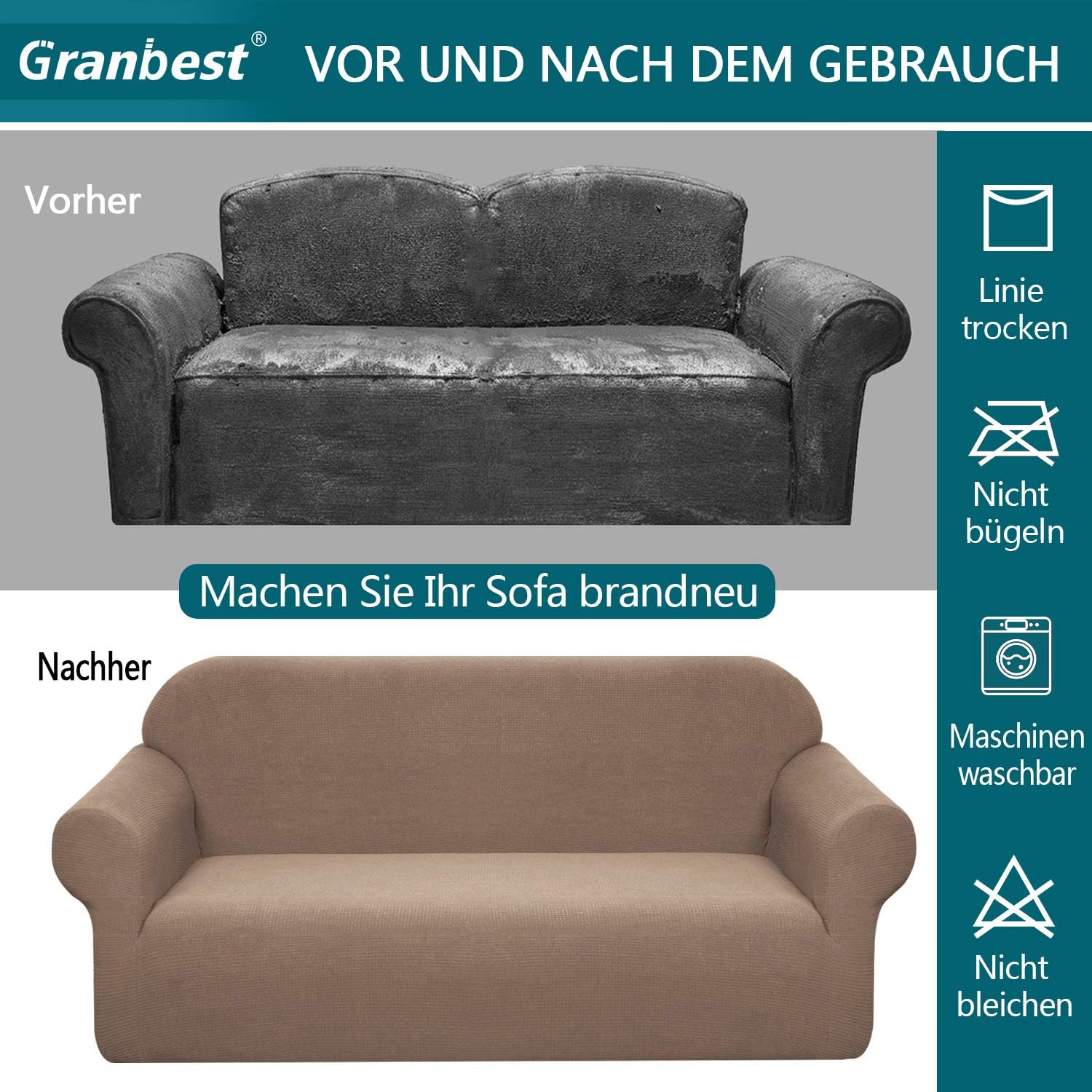 Granbest - housse canapé spandex jacquard 3 places, imperméable