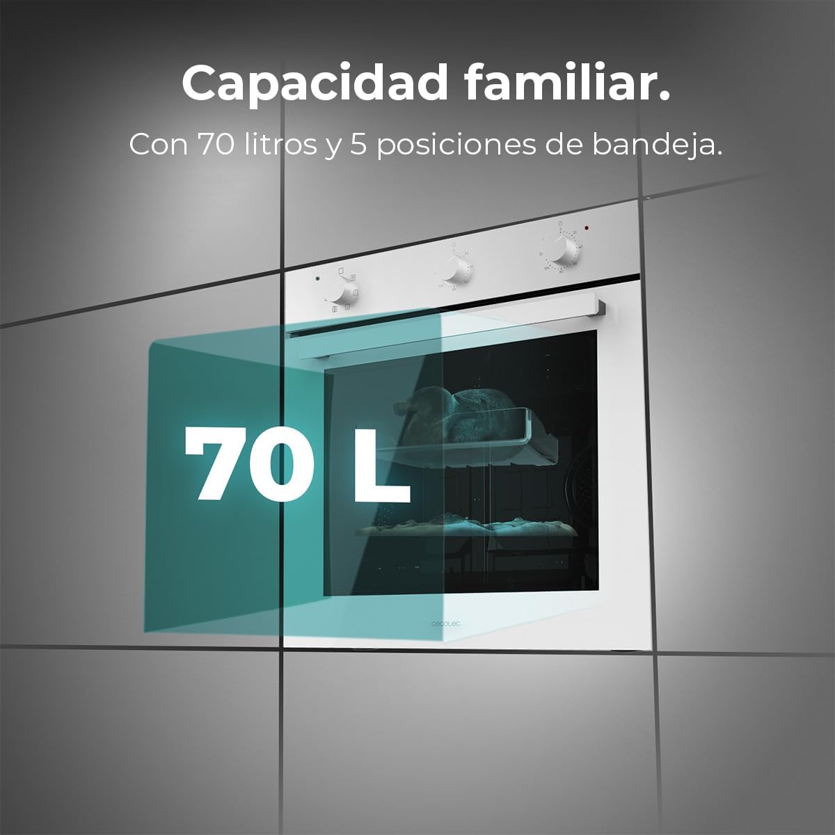 Cecotec - Bolero Hexa M236000 - four encastrable 70L - multifonctions, minuterie, classe A, 2800W, triple vitrage M23600