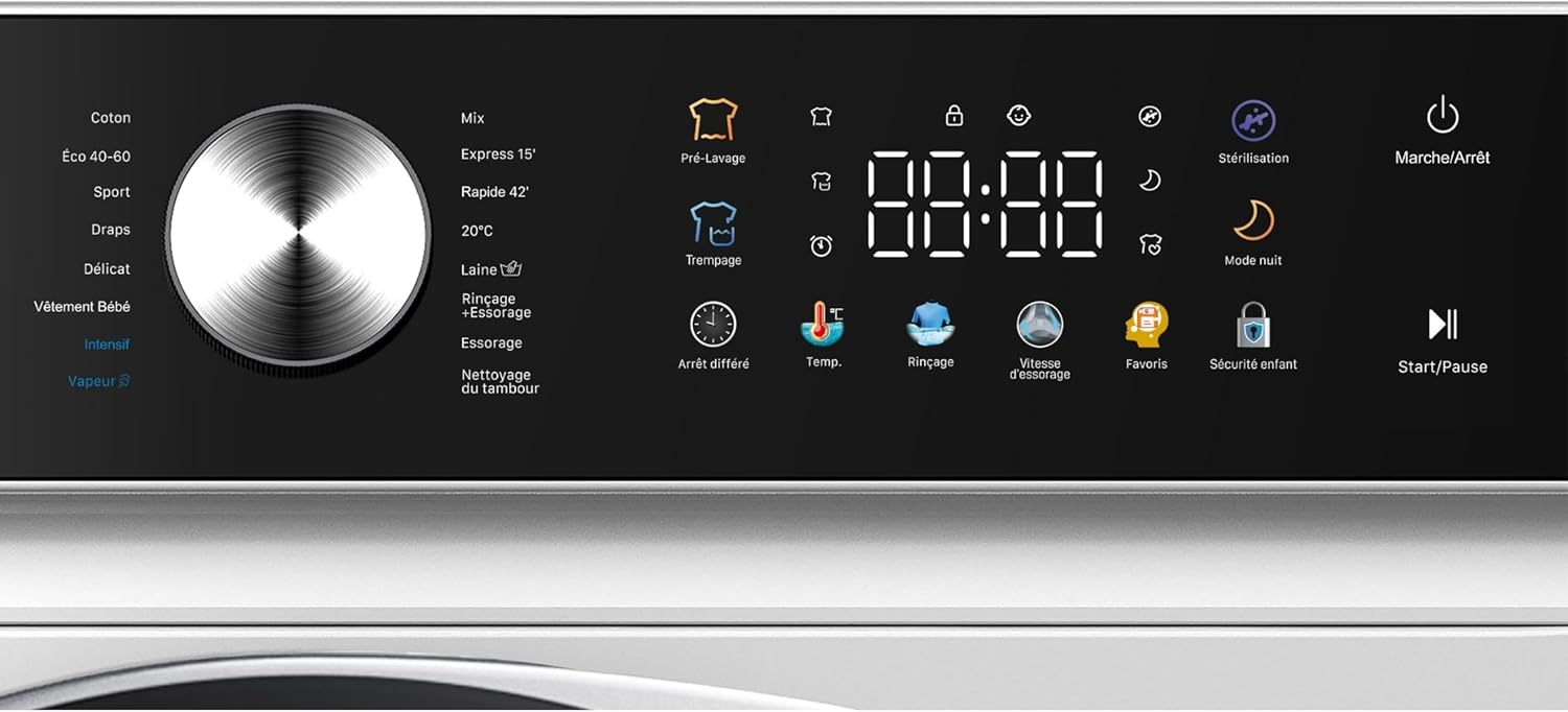 GEDTECH - lave-linge frontal 12kg, 1400tr/mn, LED, éco GLLPS121400WH