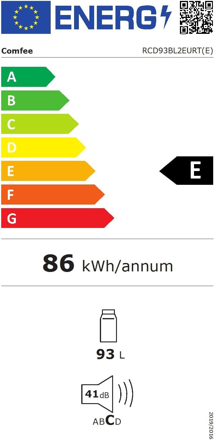 Comfee' - réfrigérateur rétro 93L - sous-plan, LED, thermostat - RCD93BL2EURT(E)