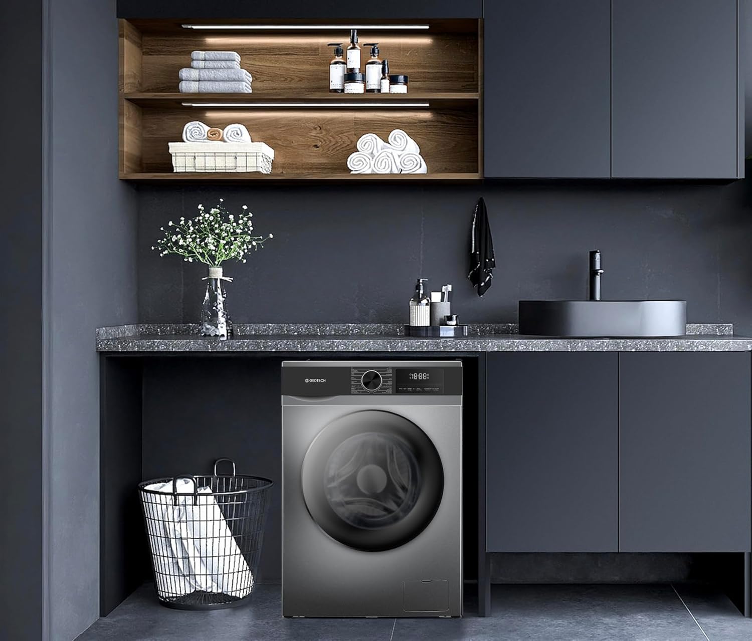 GEDTECH - lave-linge frontal 9kg, 1400 trs/min, eco, rapide, GLL91400DG