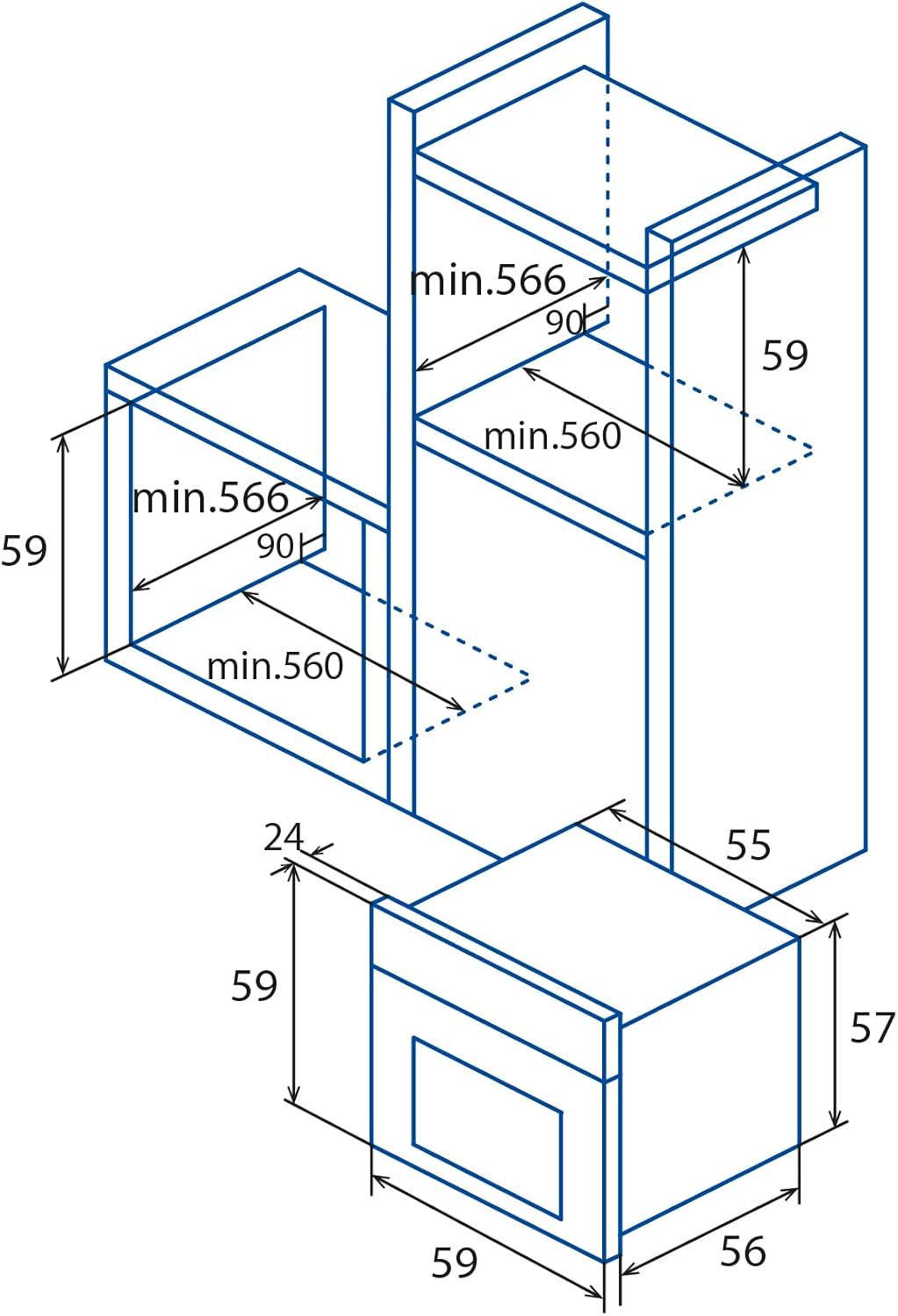CATA - four encastrable blanc, 60L, 7 fonctions, convection, MRA7108WH
