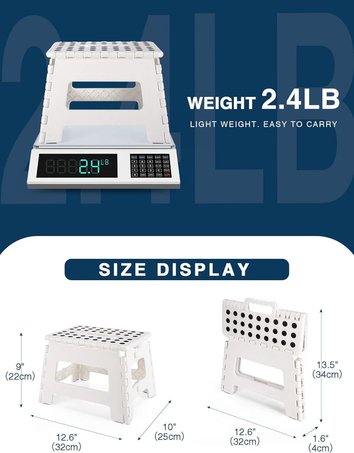 HOUSE DAY - Tabouret pliable enfant 22cm - marche pied plastique blanc