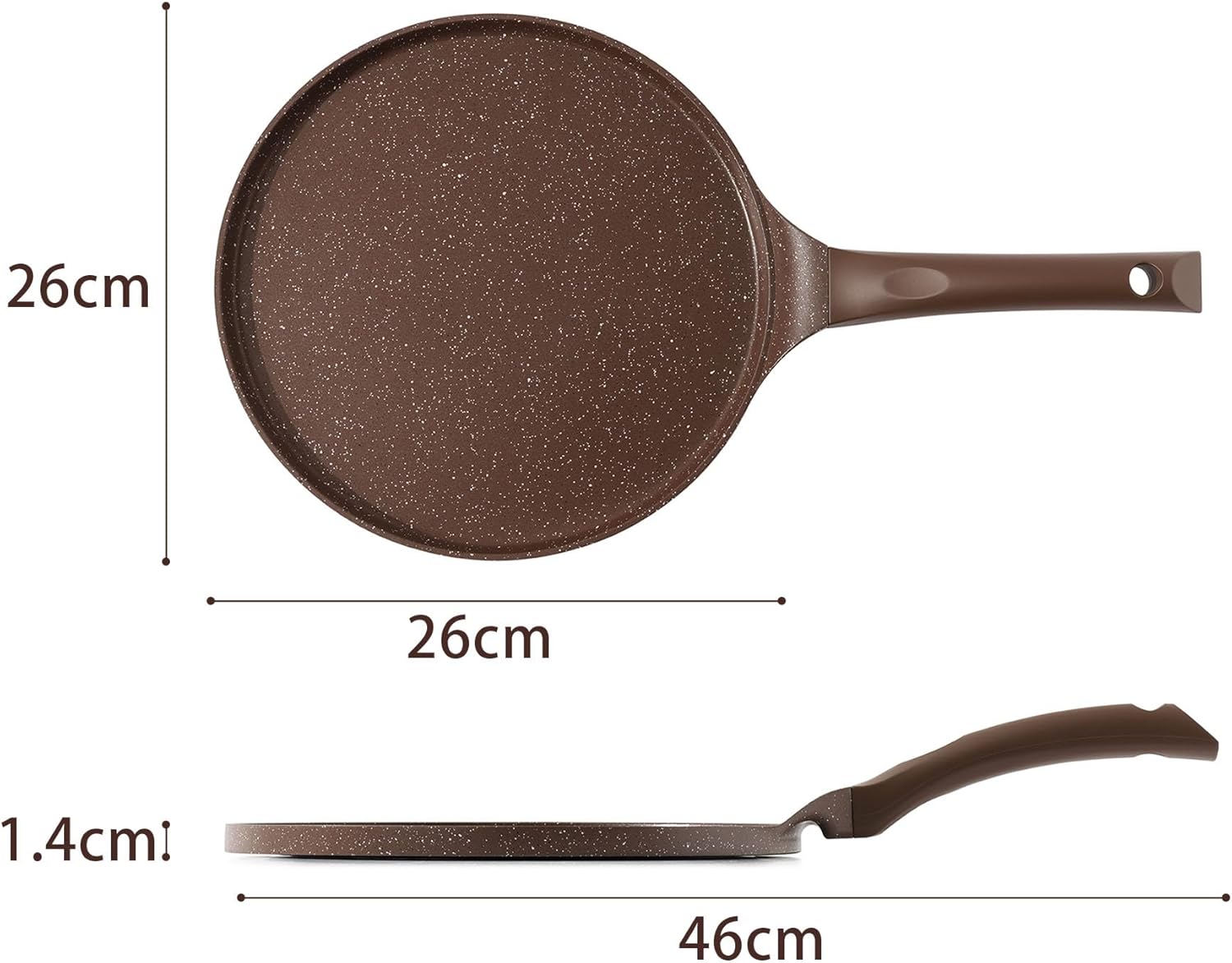 SENSARTE – Poêle à Crêpes 26 cm – Revêtement Granit, induction