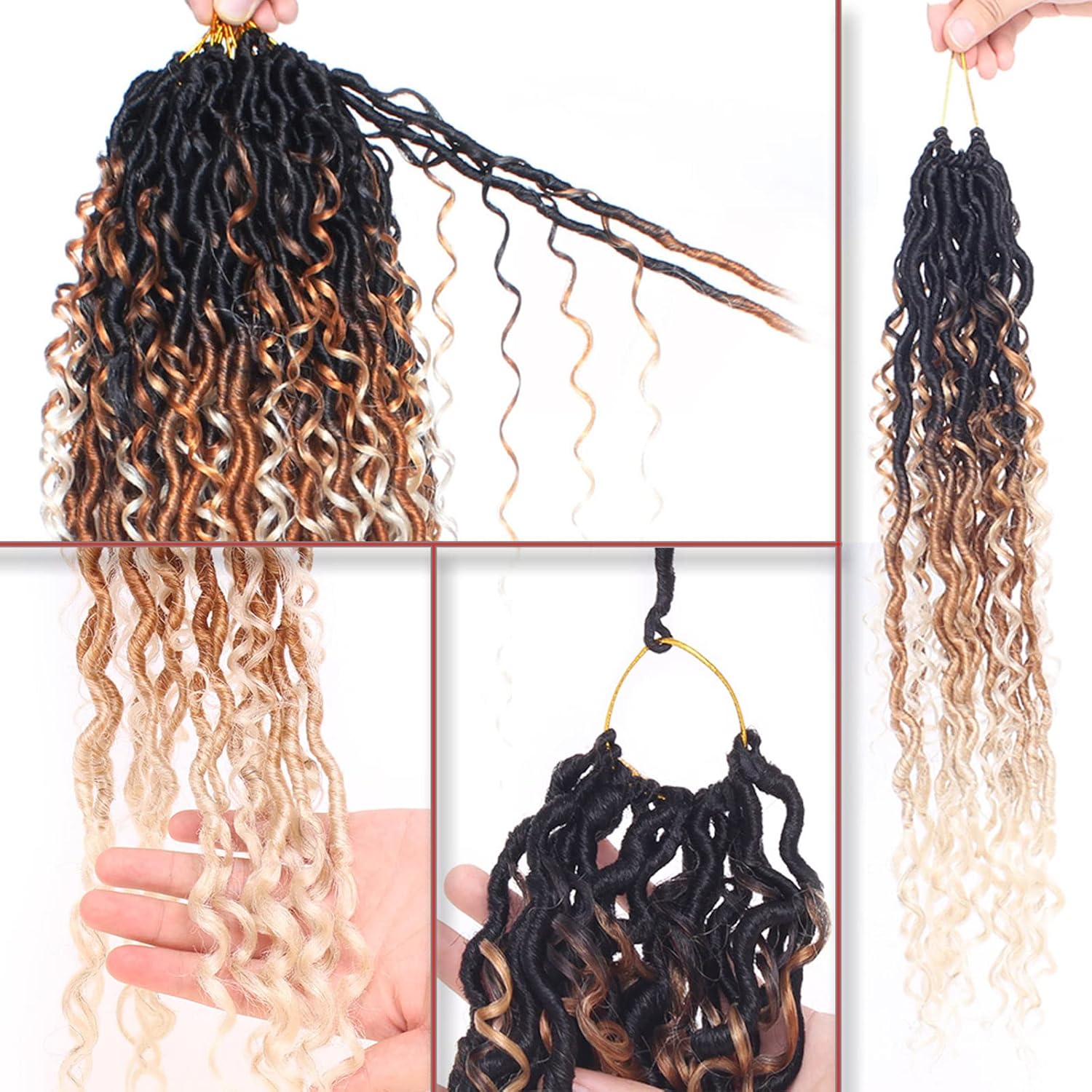 Xtrend - Ombre Goddess Faux Locs - 10 pouces - extensions synthétiques, 8 paquets, 14 mèches par paquet, style bohème, T