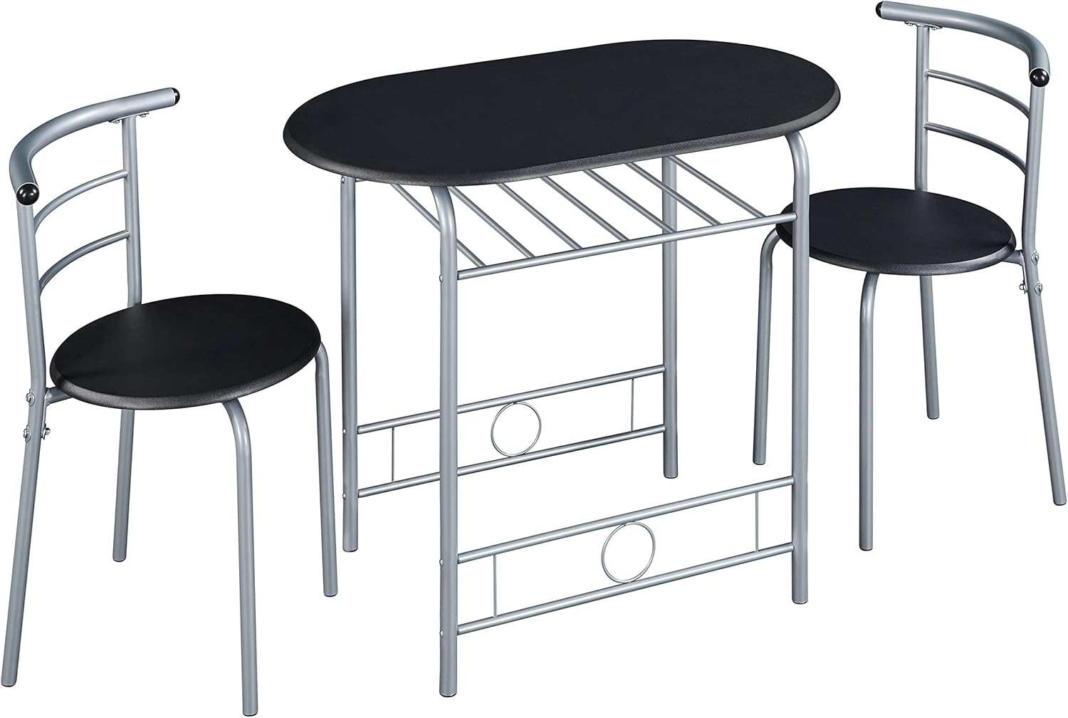 Yaheetech - Ensemble table à manger 3 pièces - 90x53x75,5 cm - MDF métal, 2 chaises, porte-bouteilles