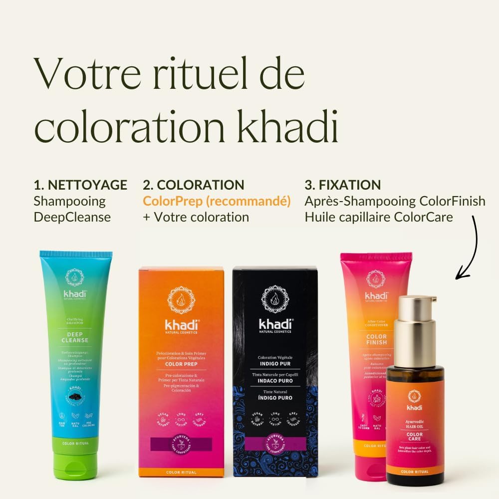 Khadi - Indigo Pur - coloration végétale cheveux 100g - bleu-noir profond