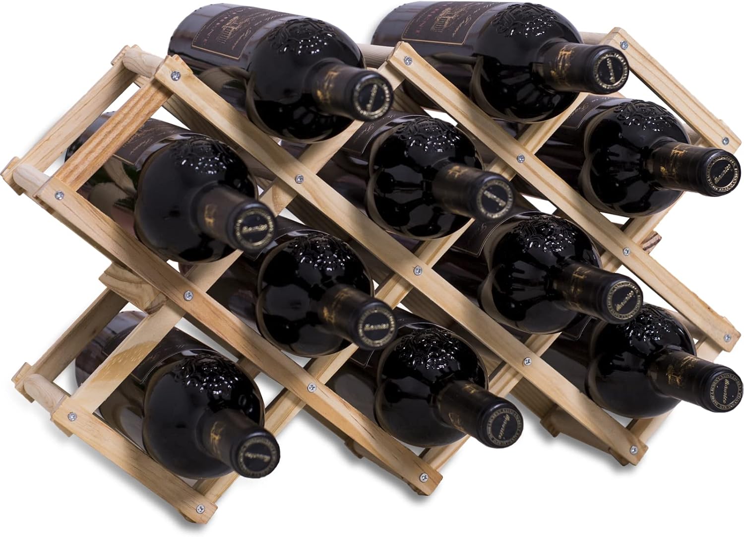 Newaner - Casier à vin Log - 45x12.5x31cm - Bois, 10 bouteilles, 3 niveaux