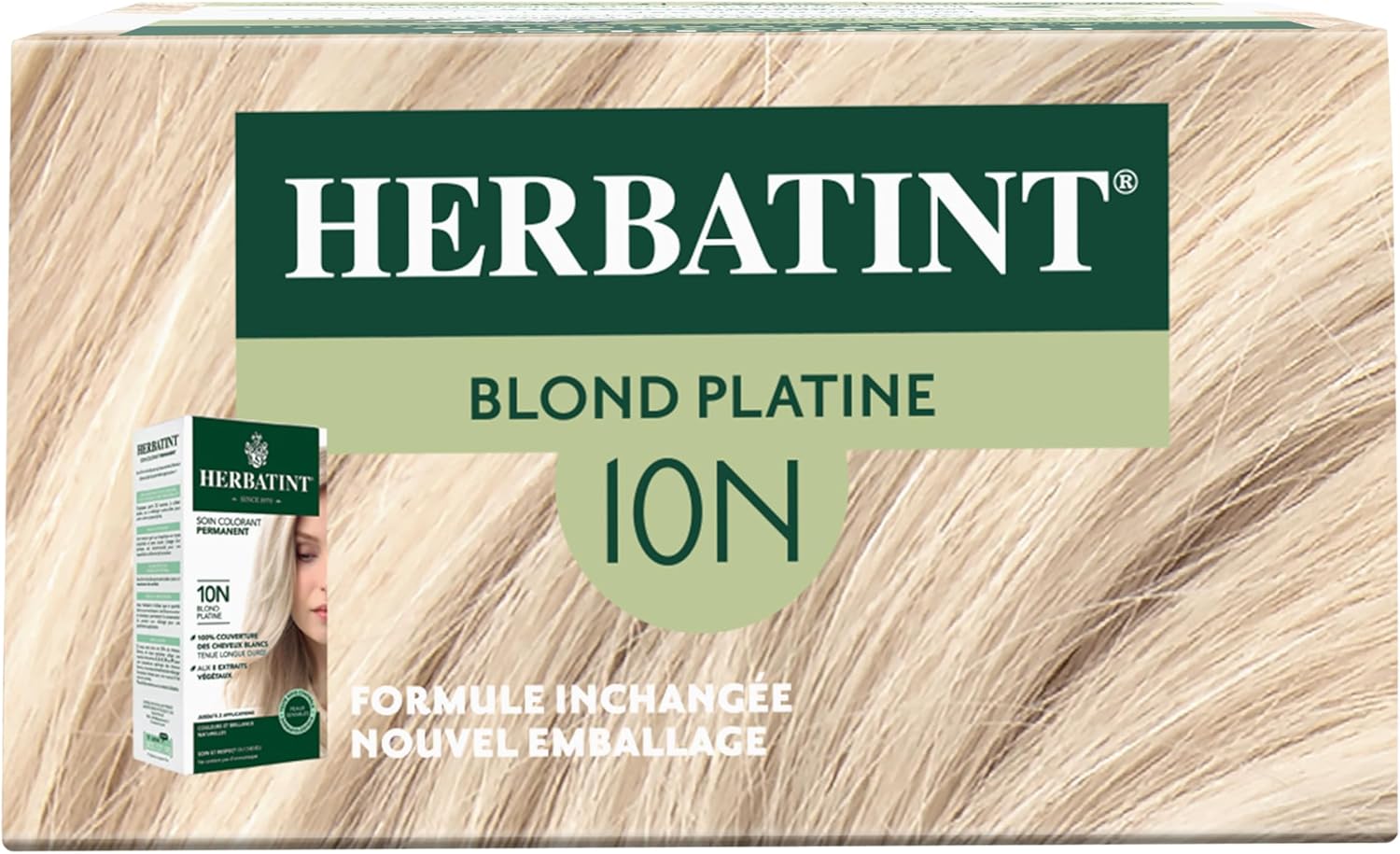 Herbatint - coloration permanente 10N - 170ml - sans ammoniaque, 100% couvrant, 8 extraits bio