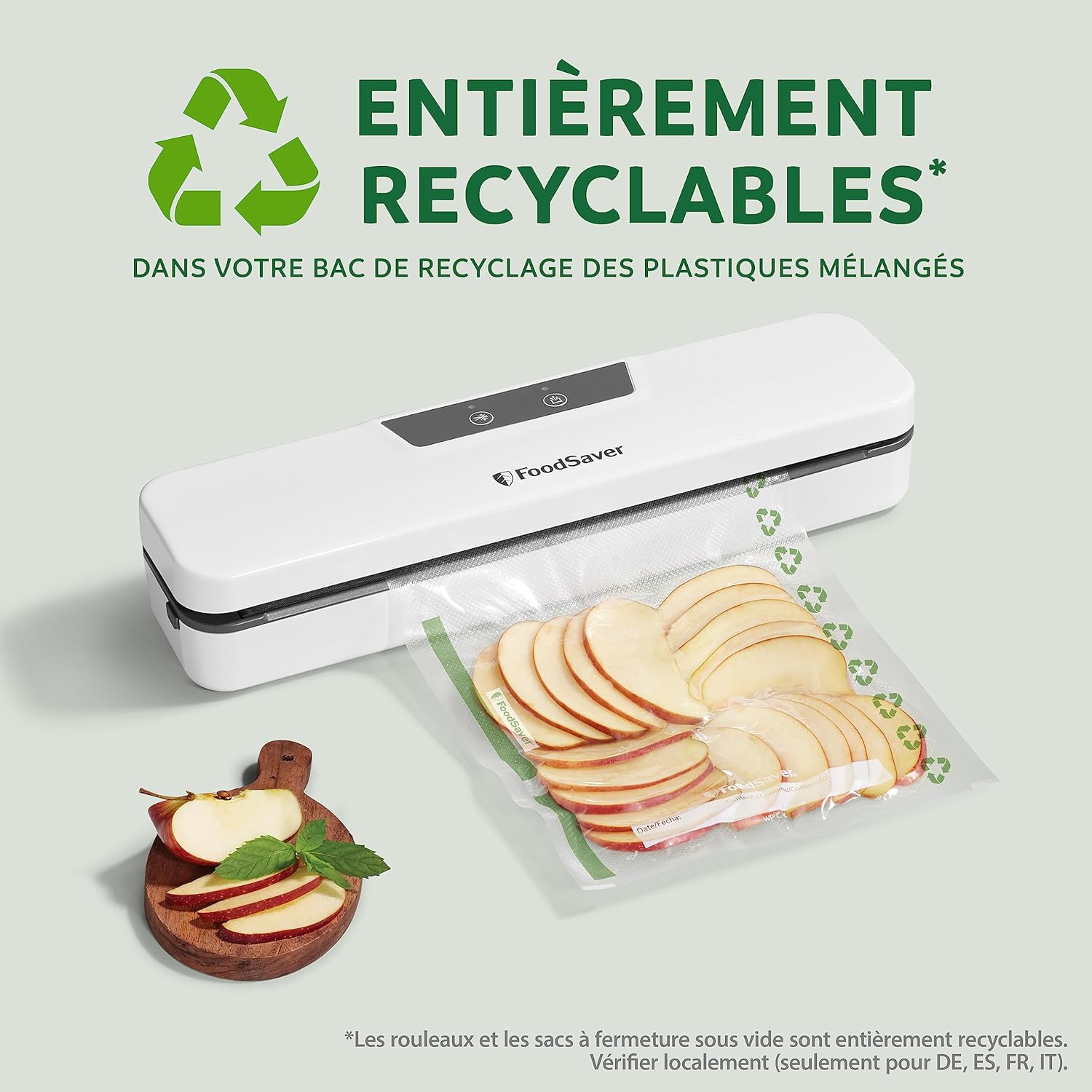 FoodSaver - rouleaux d’emballage - 28cm x 3m - sacs recyclables, réutilisables, sans BPA