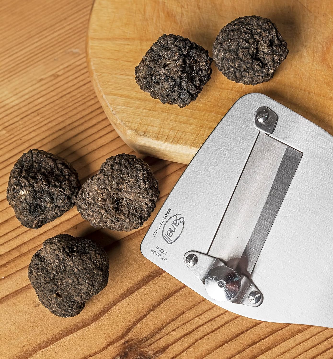 Sanelli - trancheuse série SAN-SLICE - manche bois, réglable, inox SAN-SLICE