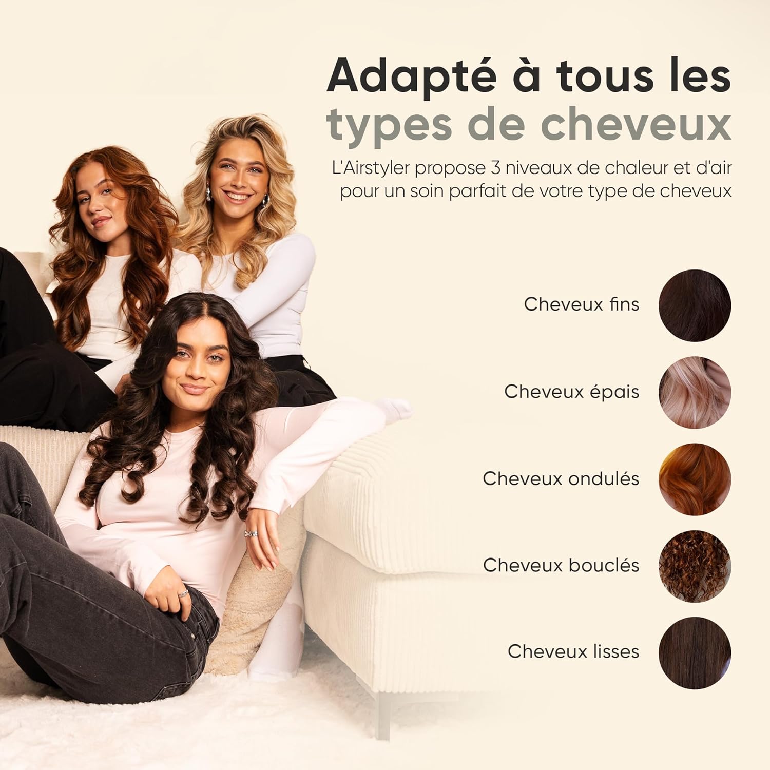 Brosse soufflante - Air Styler luxe - séchage rapide, boucleur, volumateur, lisseur - 135000 RPM