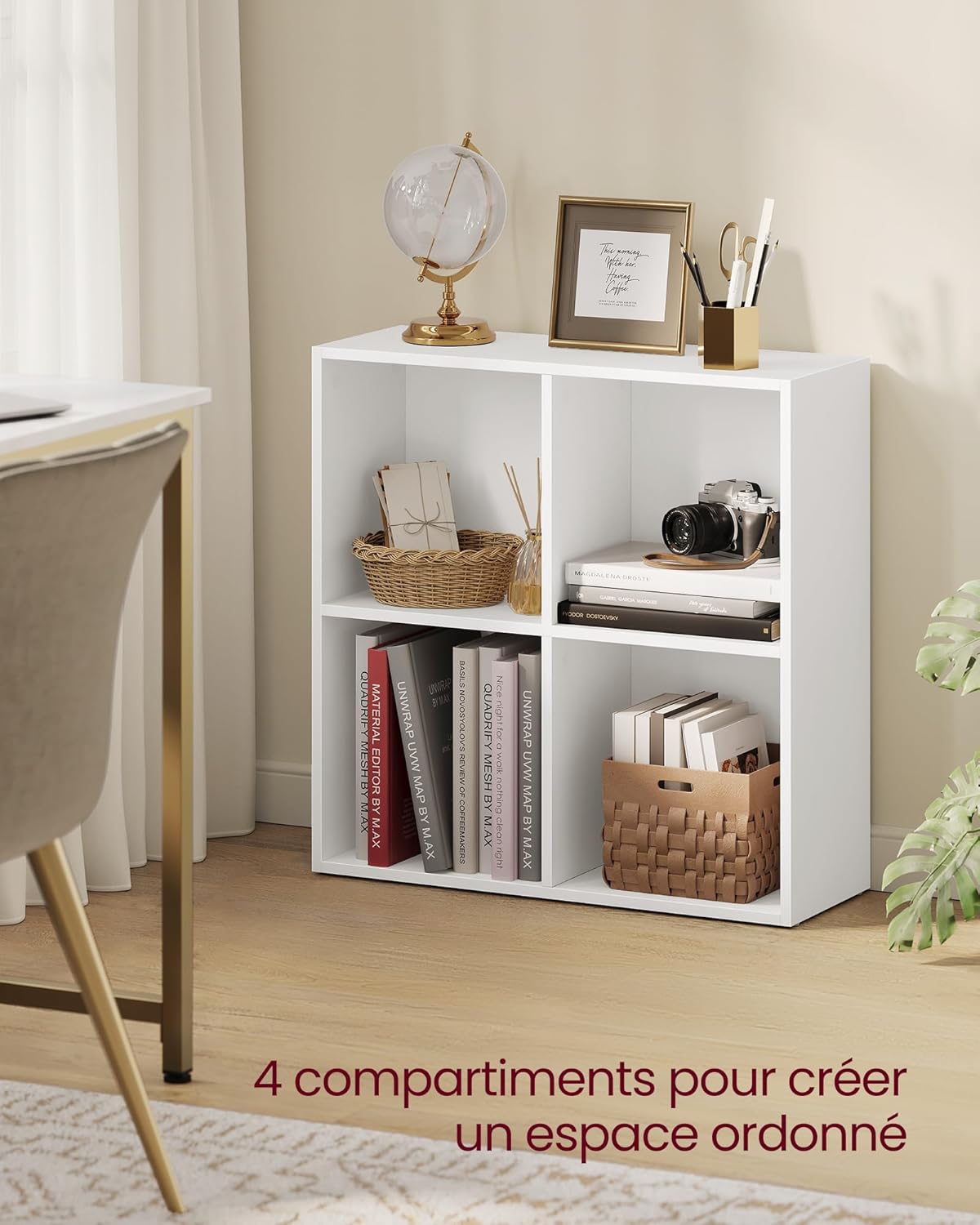VASAGLE - bibliothèque cubique 4 compartiments - blanc - LBC476W01