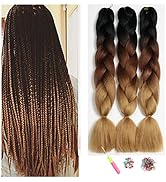 Kanekalon Meches, Rajout Meches Pour Tresses Africaine, ShowJarlly 24"Ombre Jumbo Braids Tresse 3...