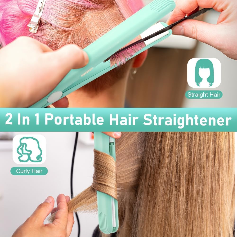 LOPHE - Mini fer à lisser 2 en 1 - compact, chauffe rapide 10s, 110-220V