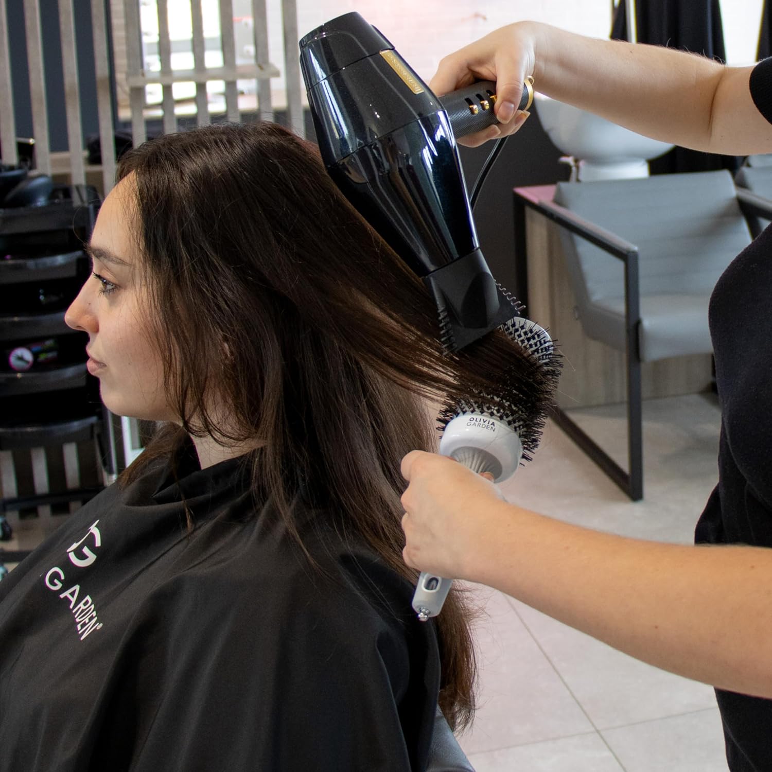 Olivia Garden - Expert Blowout Shine - brosse ronde céramique antistatique, effet brillant et sans frisottis