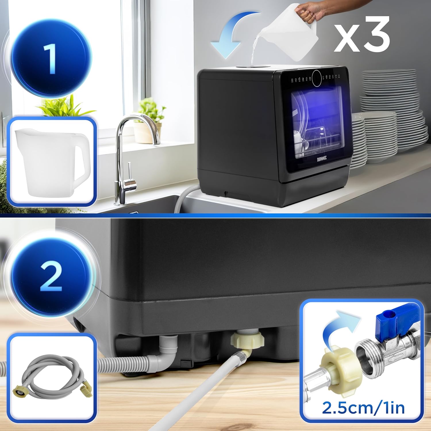 Duronic - DW5 BK - lave-vaisselle compact 950W 7 programmes séchage