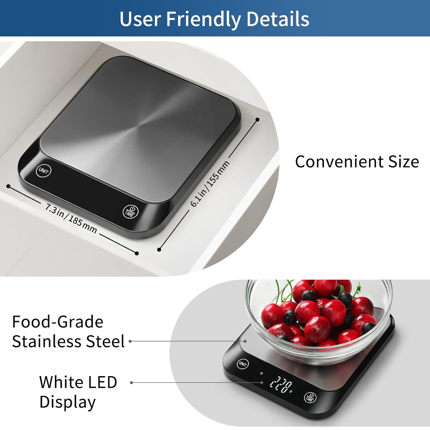 Vitafit - Balance numérique 10kg - inox - tare, 6 unités, pro