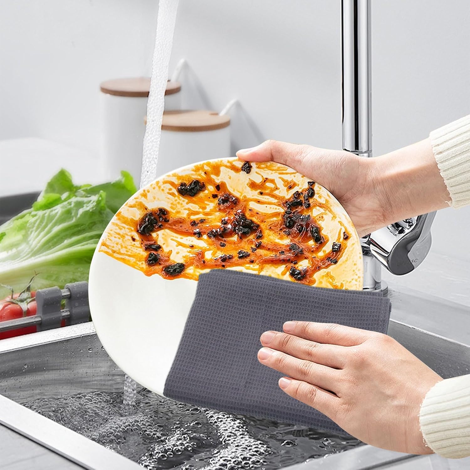 Torchon de cuisine - lot de 4 - 45x65cm - coton absorbant et durable