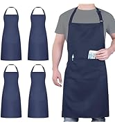 4 Pack Chef Tabliers, Bleu Tablier avec 2 Poches, Etanche Réglable Tablier pour Homme Femme,Tabli...