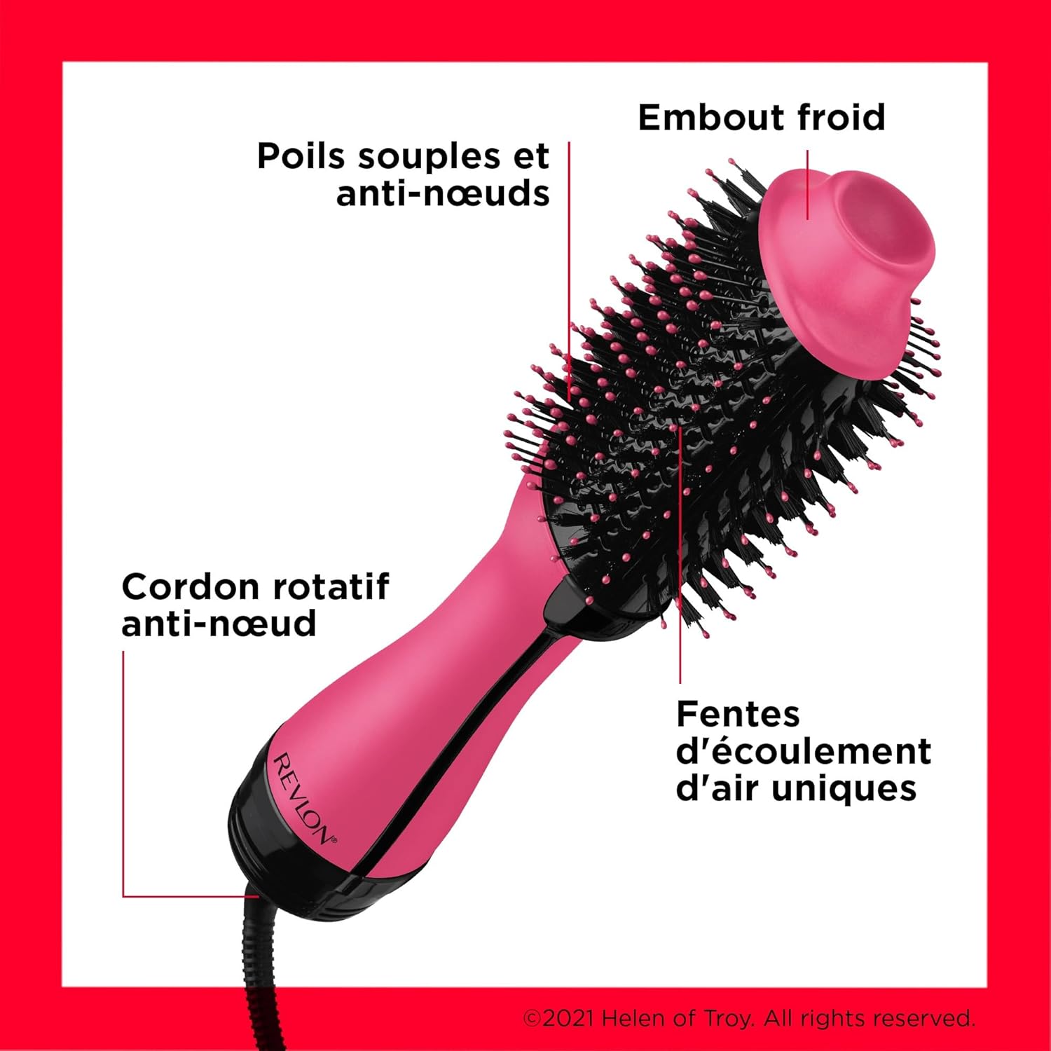 Revlon - Sèche-cheveux One-Step, rose, ionique, céramique, cheveux longs - RVDR5222PE