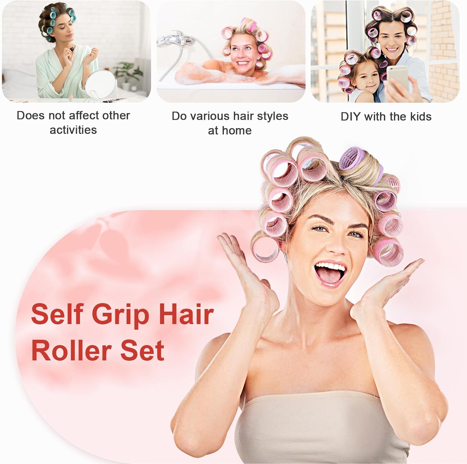 Bigoudis cheveux - lot de 30 rouleaux magiques et 12 pinces métal - pour femmes, enfants, styling DIY