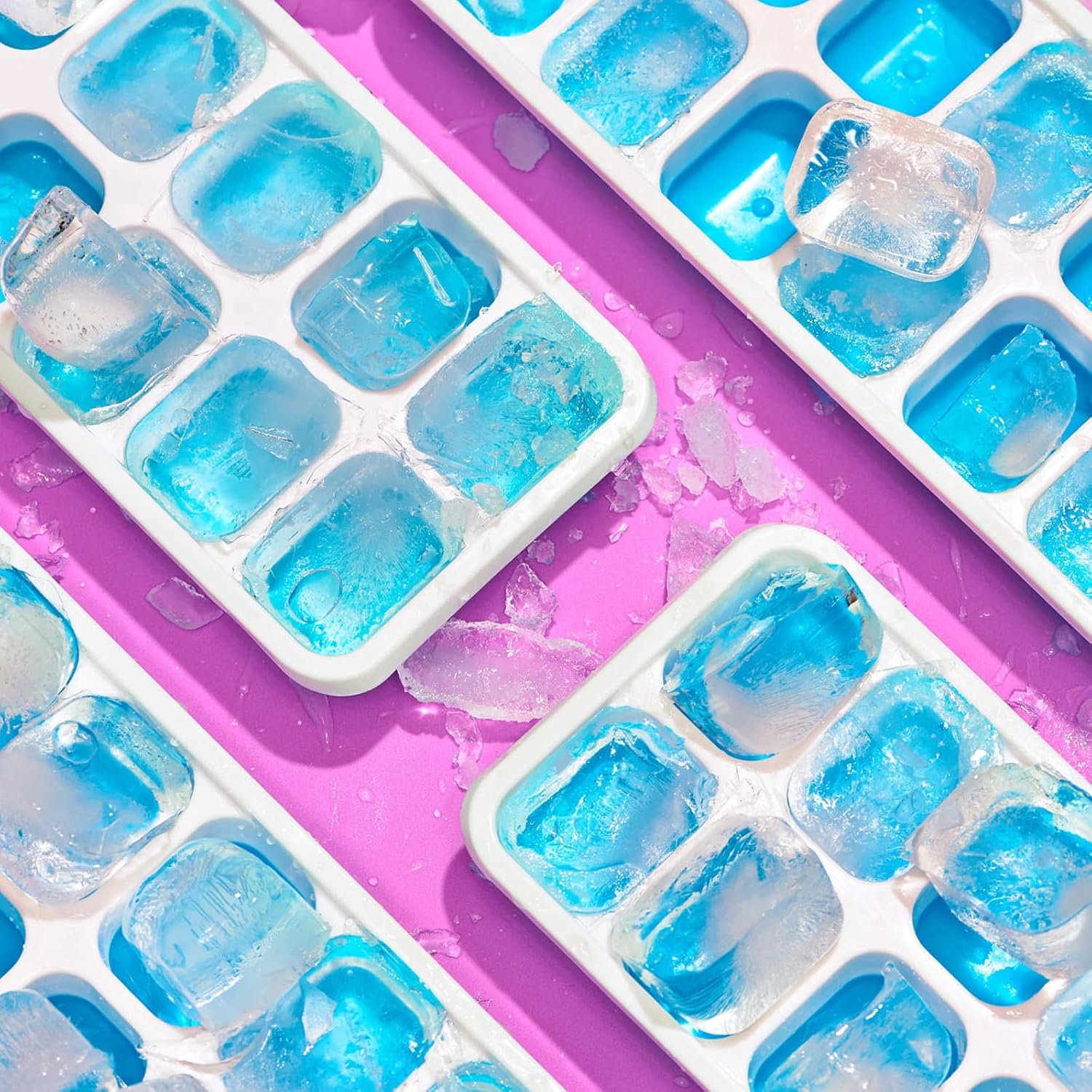 Bac à glaçons silicone - 4 pièces, couvercle, LFGB, sans BPA, facile à démouler