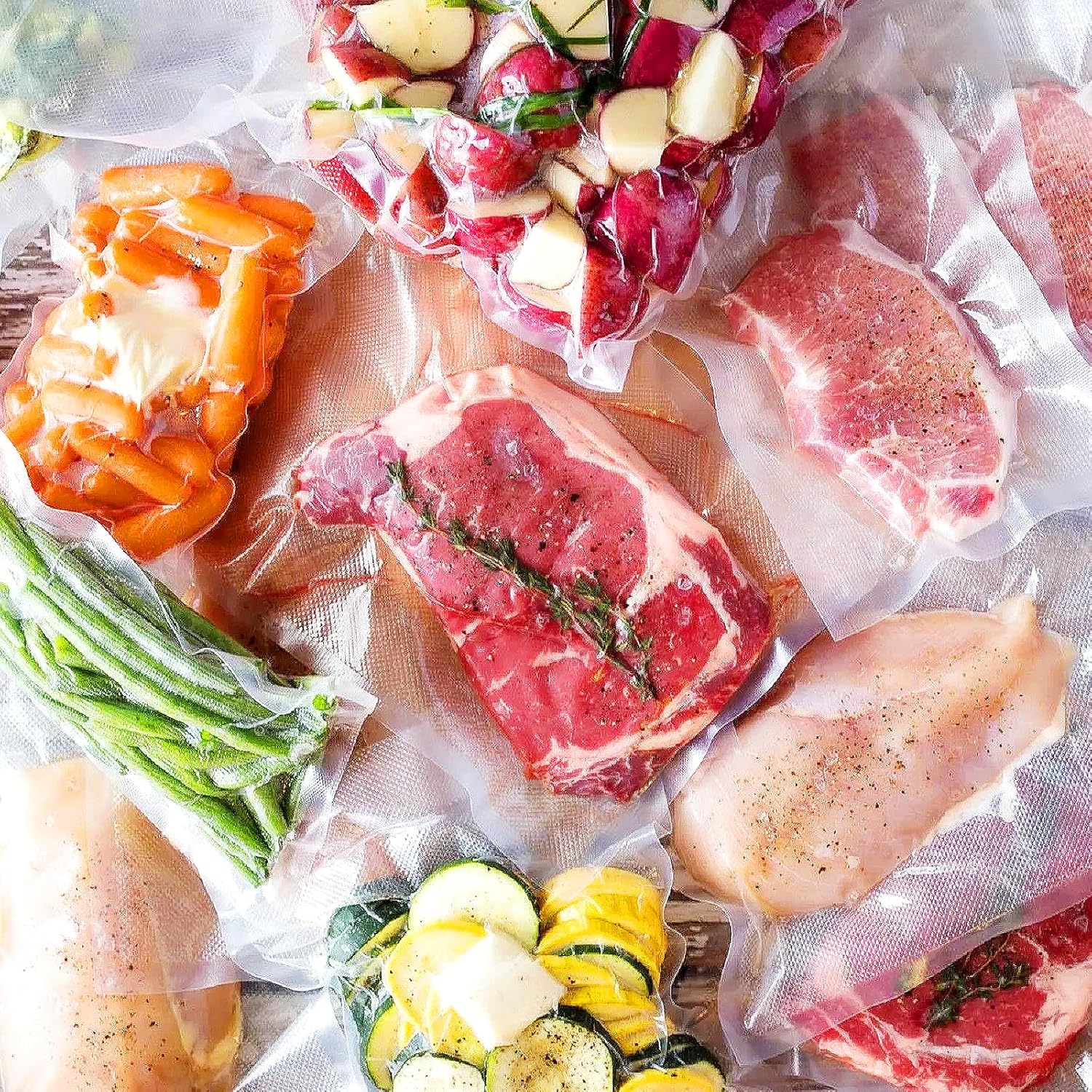 Sac Sous Vide Alimentaire - sachets gaufrés 20x30cm, sans BPA, pack 100