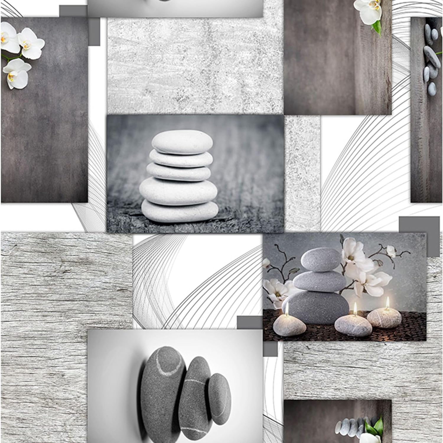 Nappe en toile cirée - rectangulaire, 140 cm, anti-taches, imperméable, facile à entretenir Zen Pierres