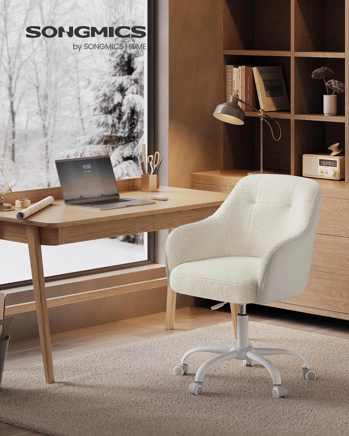 SONGMICS - chaise de bureau ergonomique, hauteur réglable, tissu respirant, acier, beige cappuccino, 110kg - OBG019W01