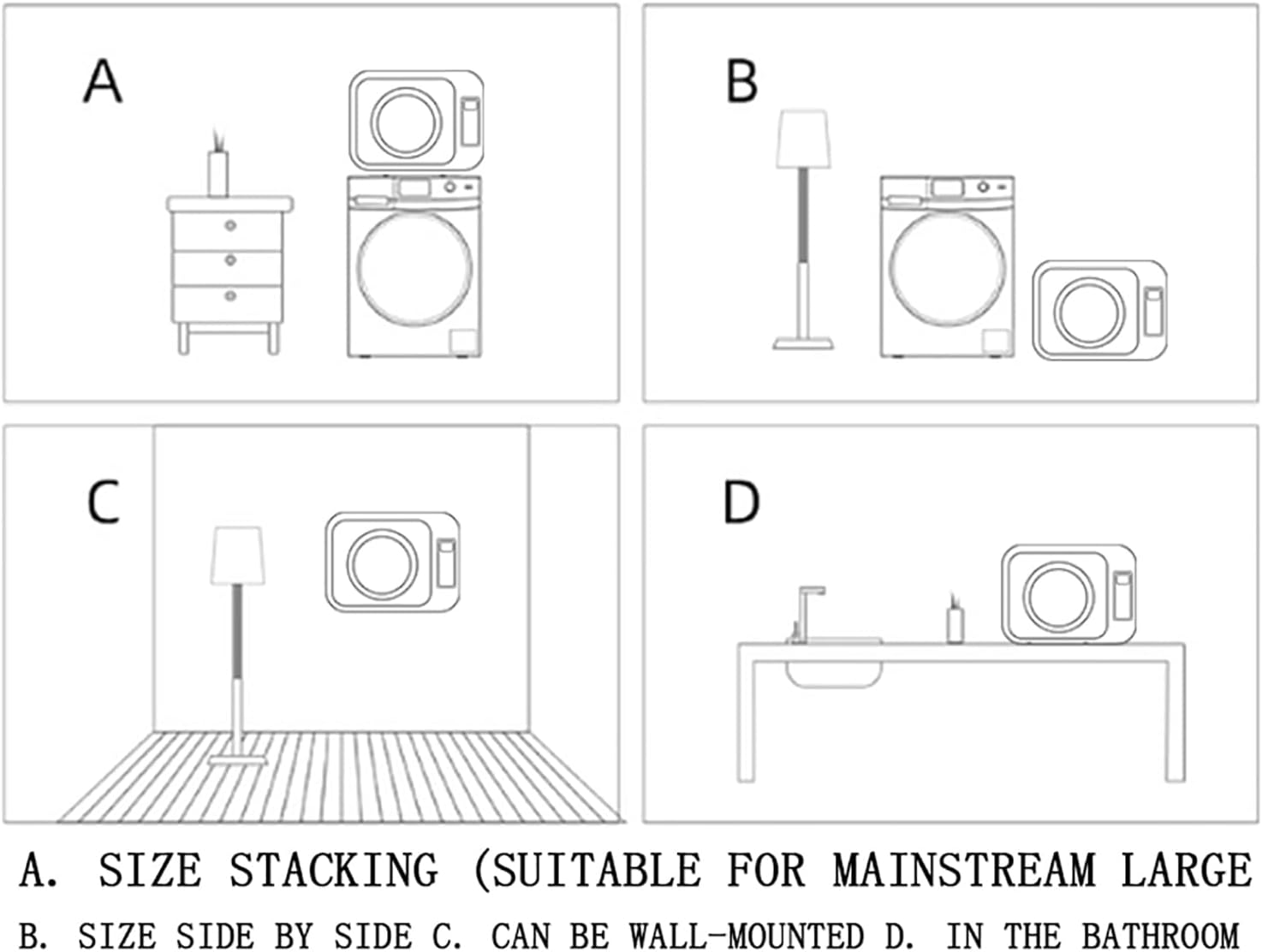 ERICAT - sèche-linge portable, mini, inox, écran LCD tactile, 3 modes