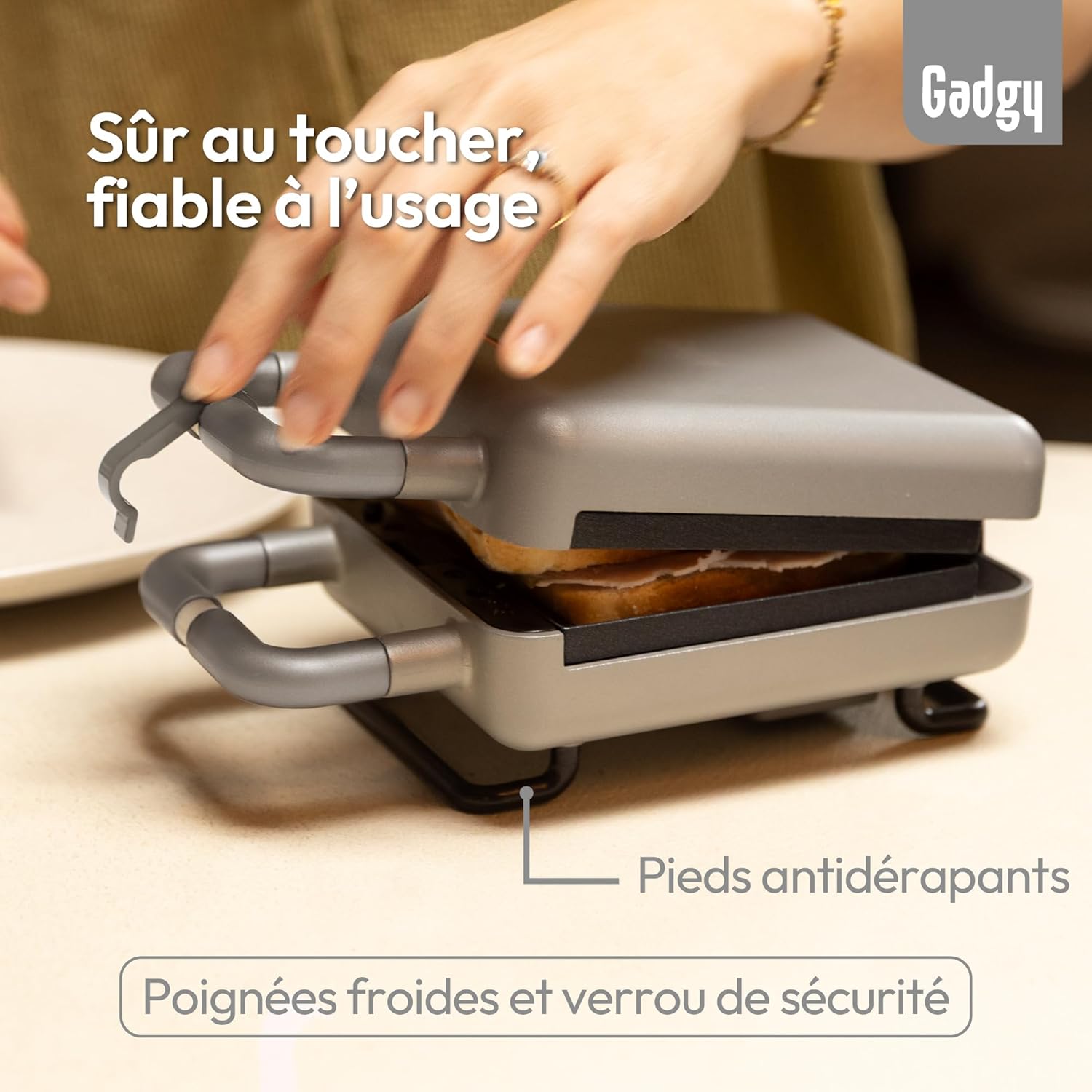 Gadgy - 2 en 1 Gaufrier Croque-Monsieur - compact - plaques antiadhésives, thermostat, rangement vertical