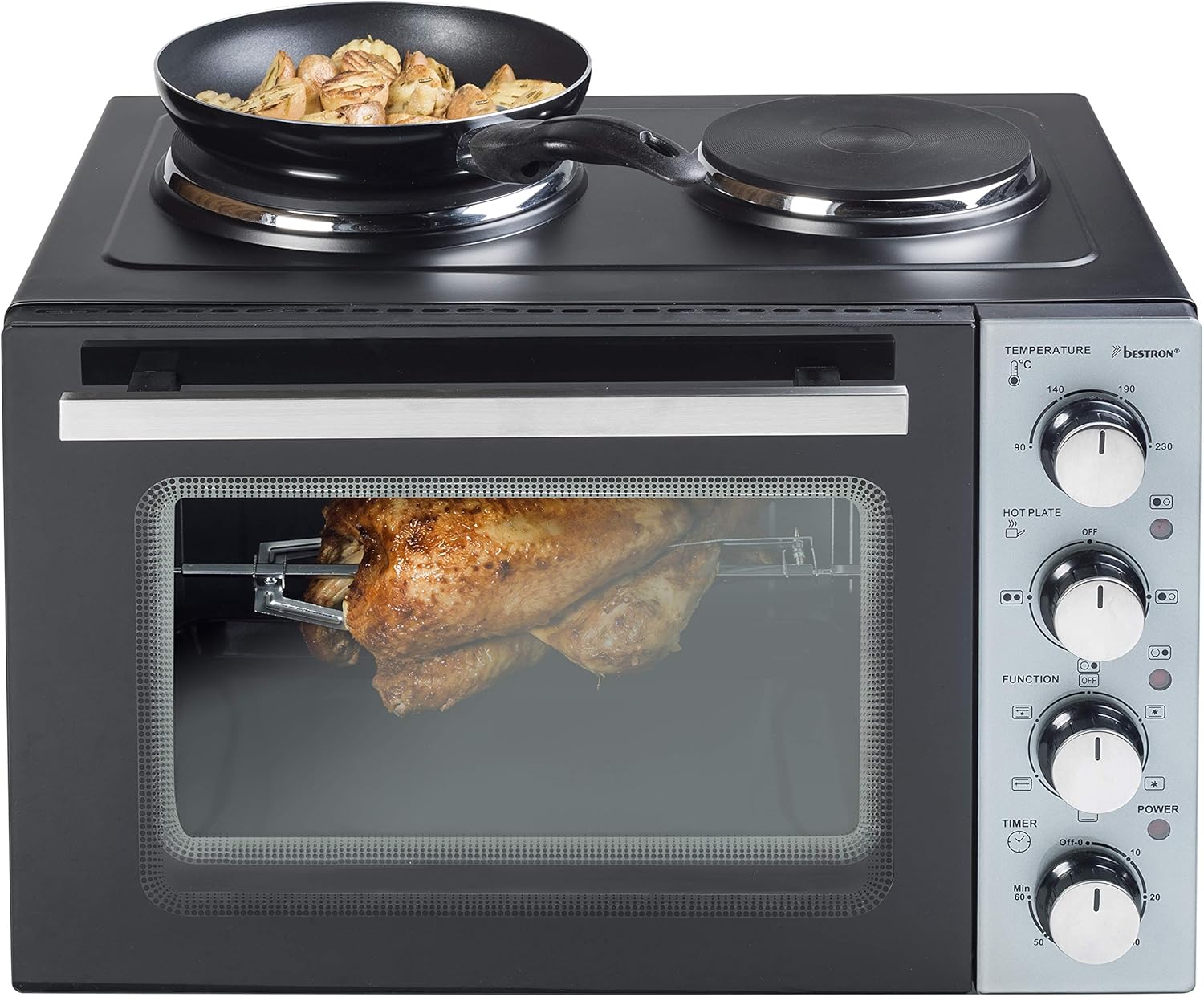 Bestron - cuisinière grill double - 3200W, 230°, chaleur tournante