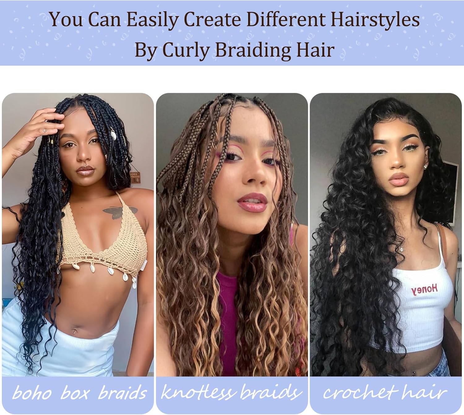 Extensions cheveux - Ocean Wave Deep Wave, 22 pouces, pack de 6, boucles douces, T4/30#