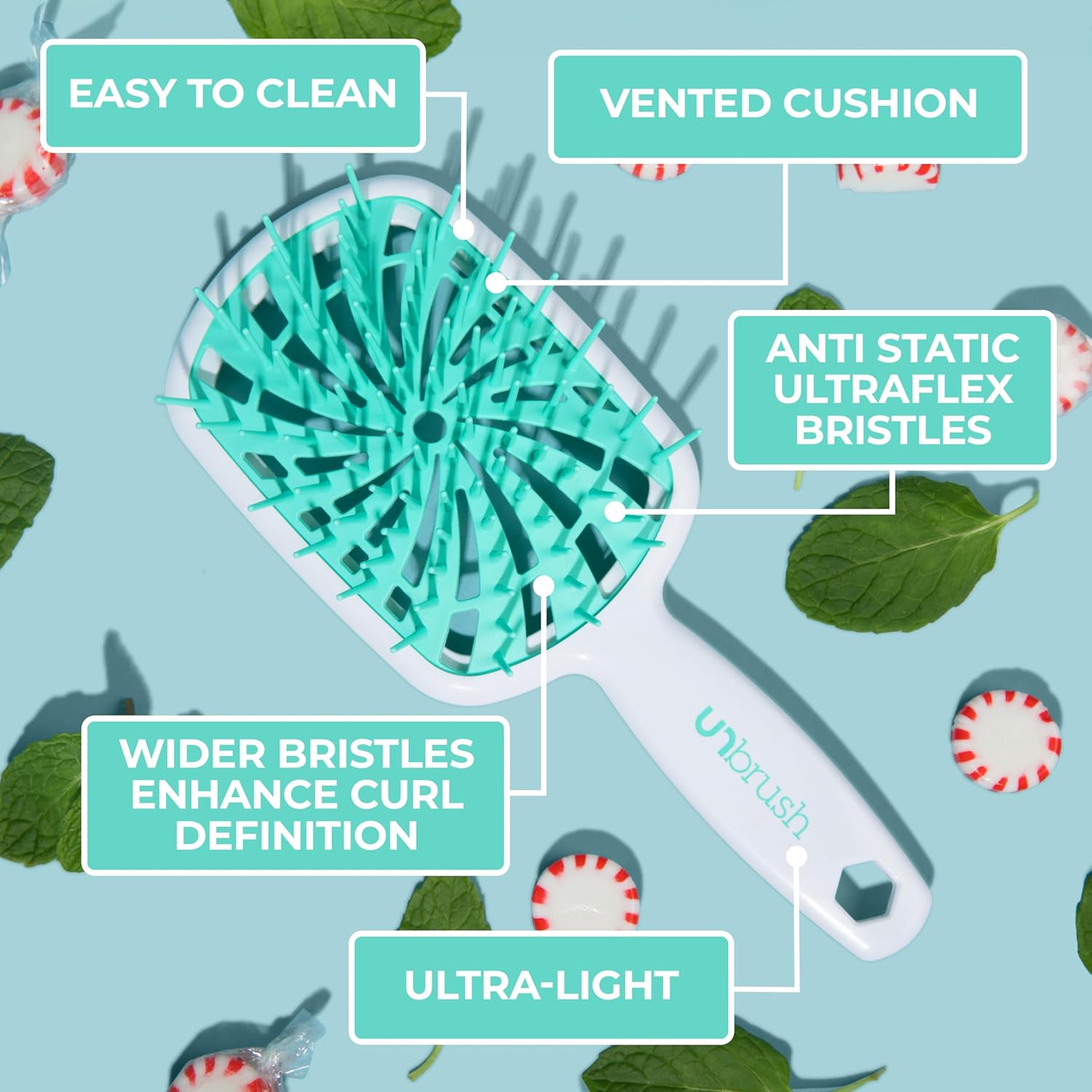 FHI Heat - UNbrush Plus - ultra légère - 84 poils UltraFlex, démêle cheveux mouillés/secs