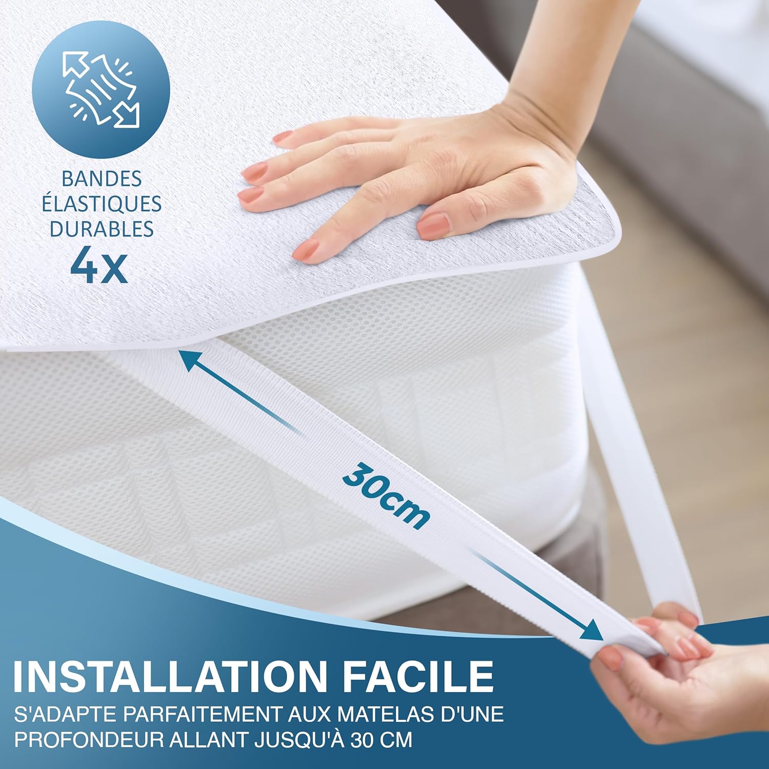 Utopia Bedding - Protège-matelas Drap Housse - 200x200 cm - Imperméable, Oeko TEX