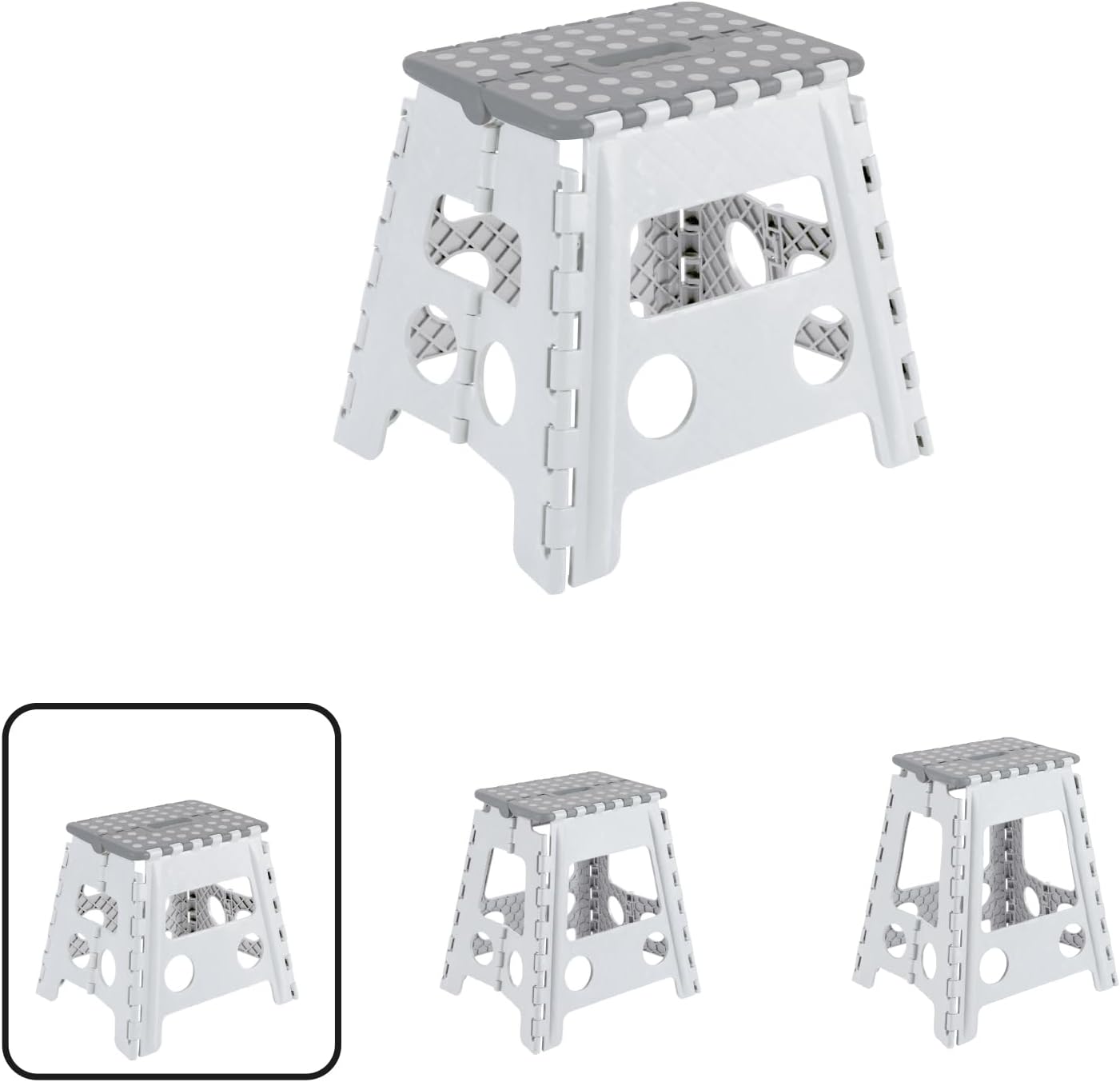 Arregui - Tabouret pliant série TB - 32 cm - blanc/gris, compact, TB-032-GB