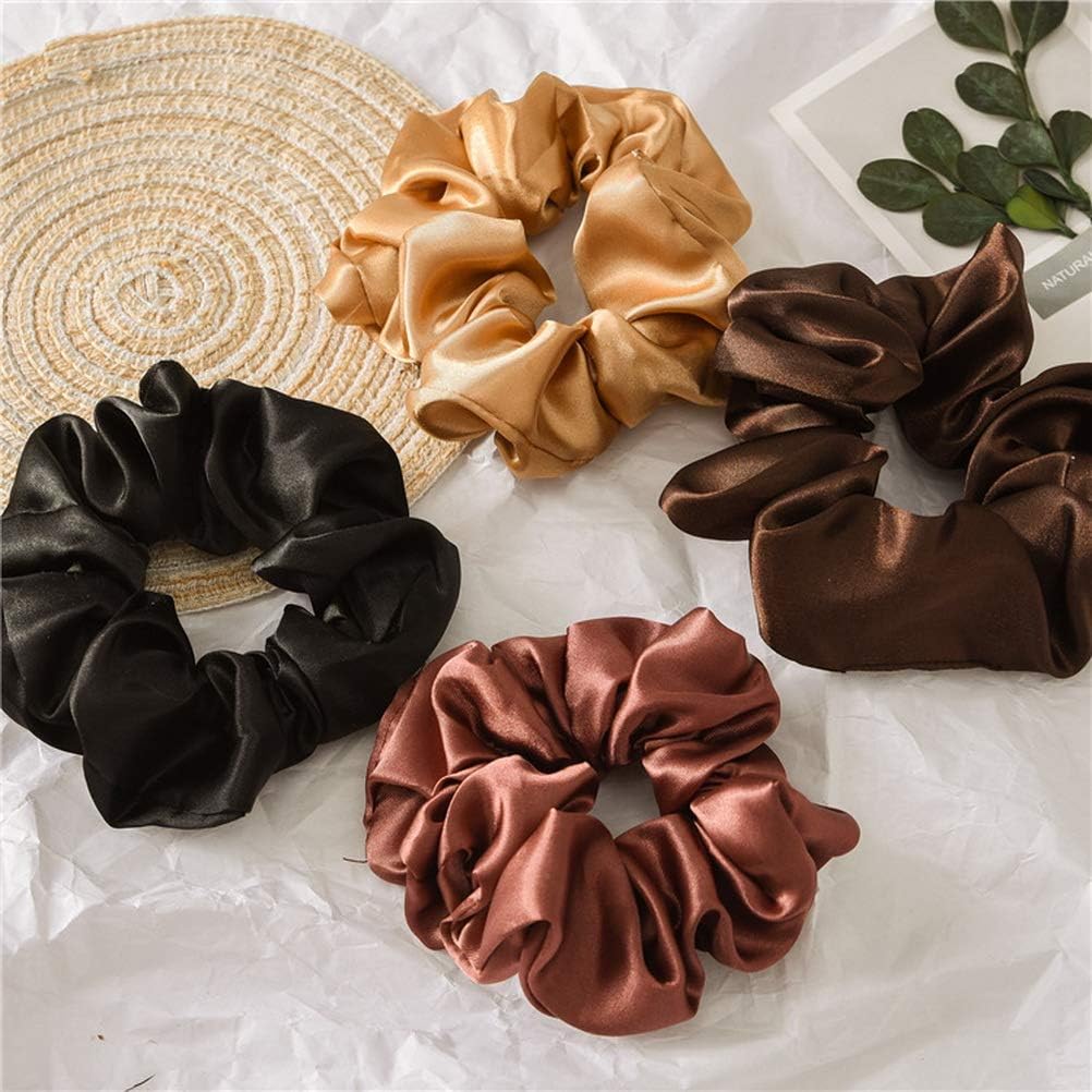 Chouchous cheveux - lot de 12 - satin coloré, élastiques doux