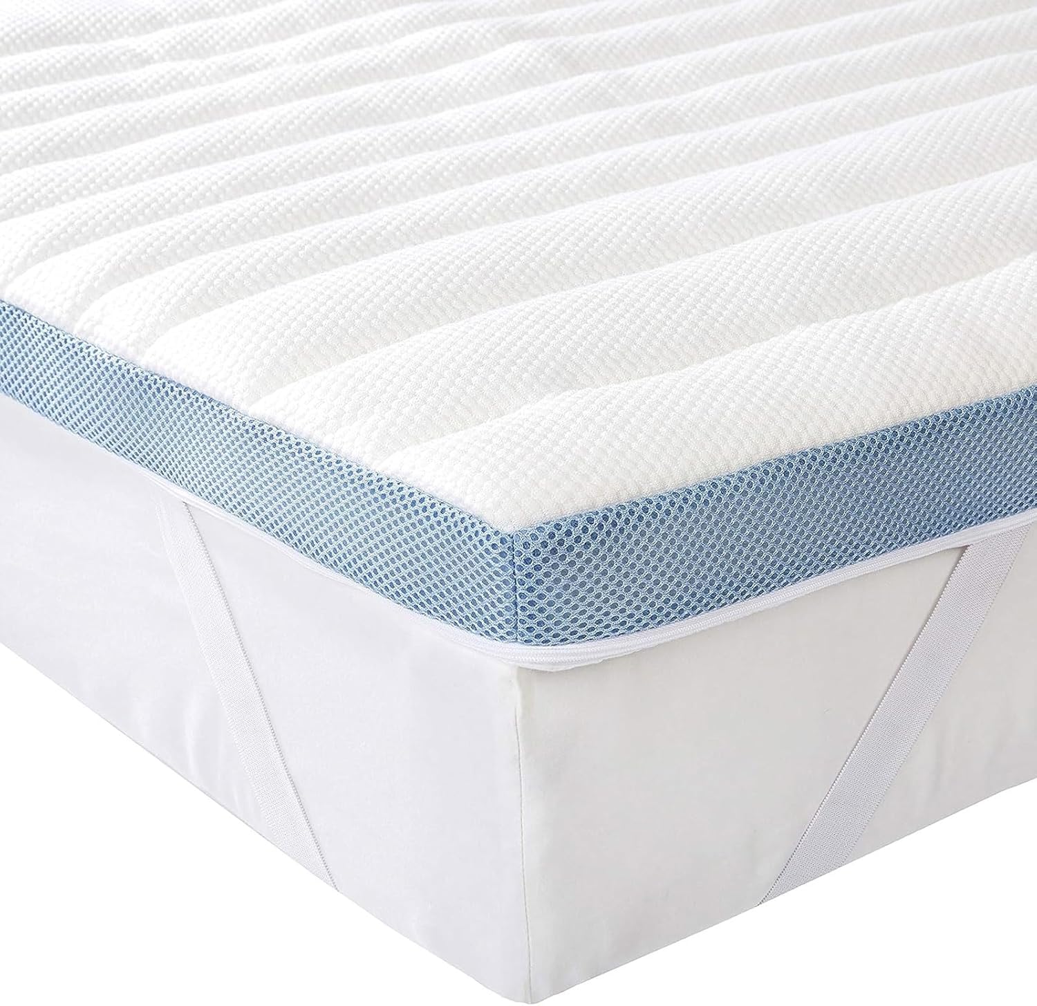 mx-dealz Basics Surmatelas de Mousse à Mémoire de Forme avec Sangles, 80 x 190 x 5 cm, Blanc