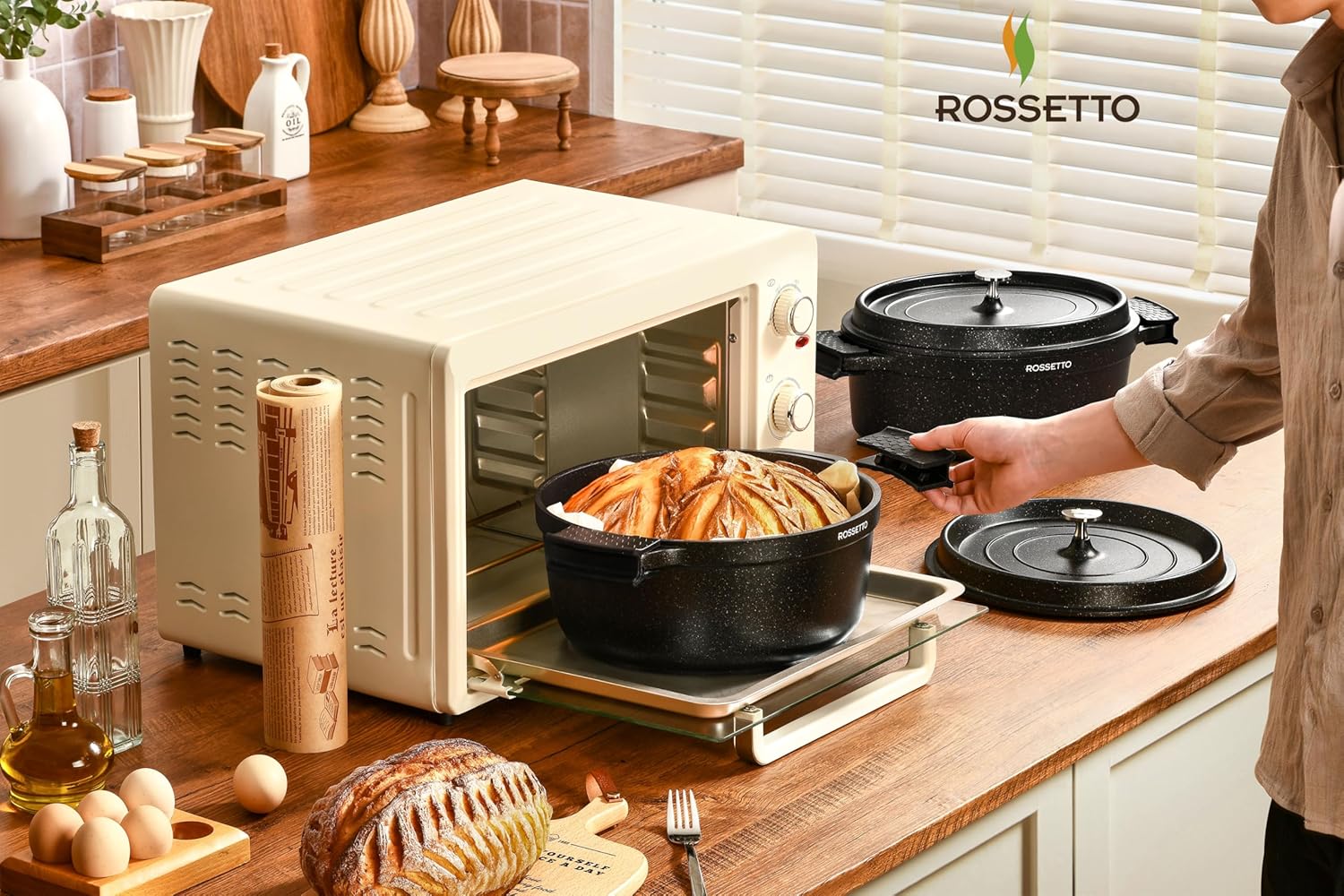 ROSSETTO - Cocotte ovale fonte d’aluminium 31cm 6,3L - antiadhérent, induction, four 230℃