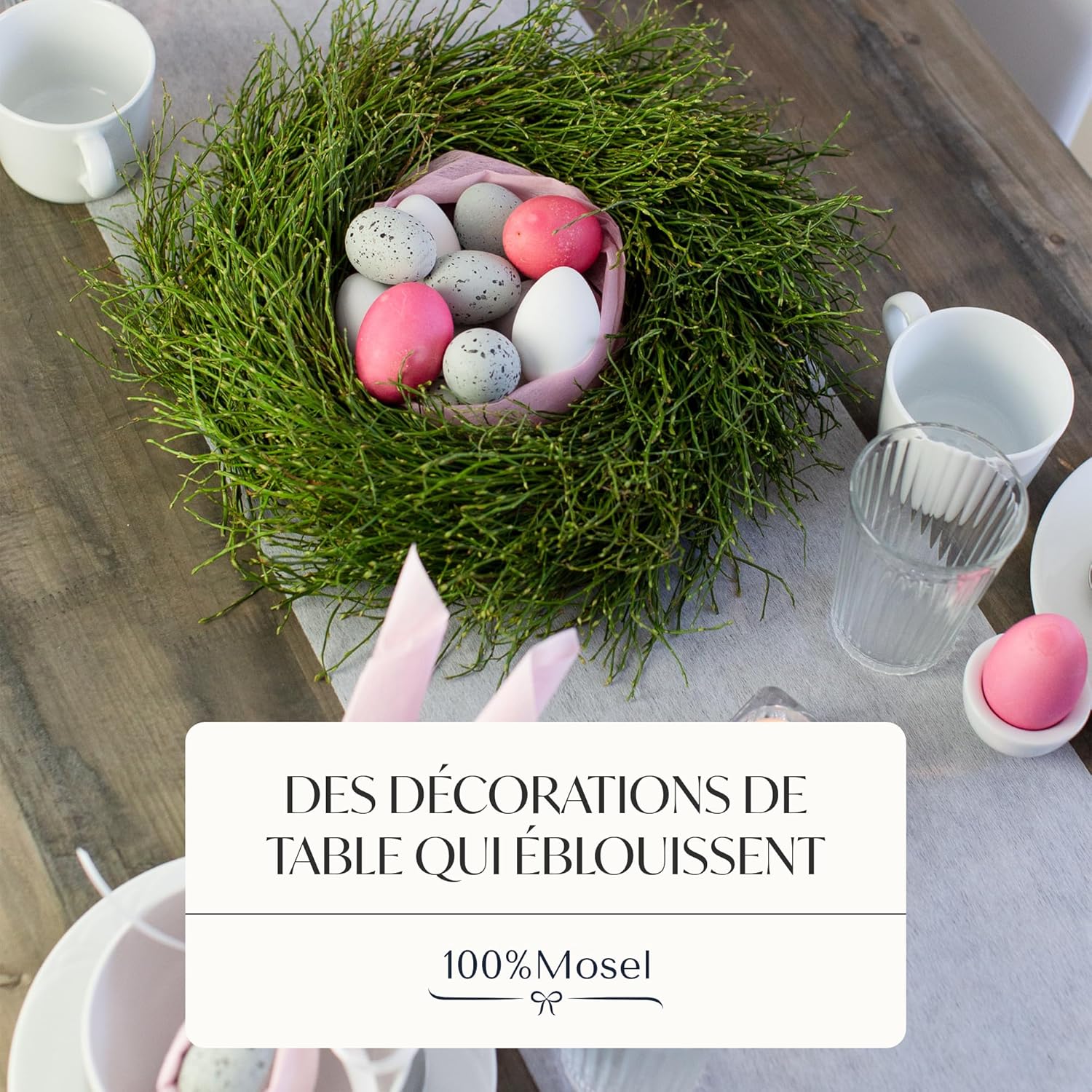 100%Mosel - Chemin de Table non-tissé - 30x2500 cm - Blanc, décoratif