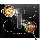 Karinear Plaque à induction avec hotte aspirante, plaque de cuisson indépendante, champ à inducti...