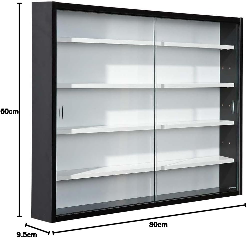 Inter Link - Vitrine Murale - 4 étagères, 5 compartiments, MDF noir/blanc