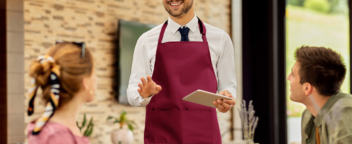 4 Pack Chef Tabliers Tablier avec Poches Etanche Réglable