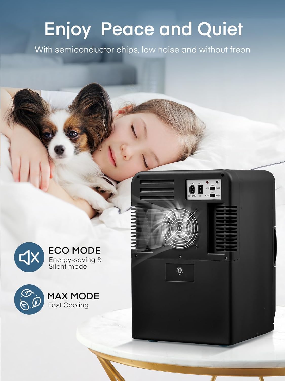 FOHERE - Mini frigo 15L compact, chaud/froid, 21 canettes, silencieux