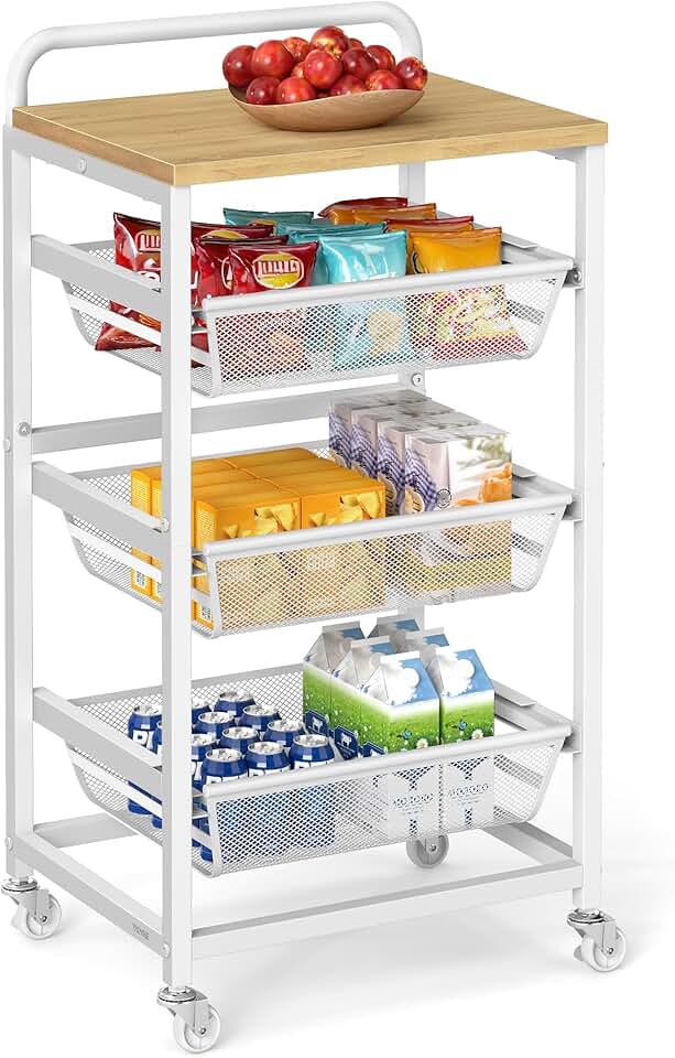 VASAGLE - chariot 4 niveaux, 31,7x40x76cm, paniers, roulettes, LRC040Y01