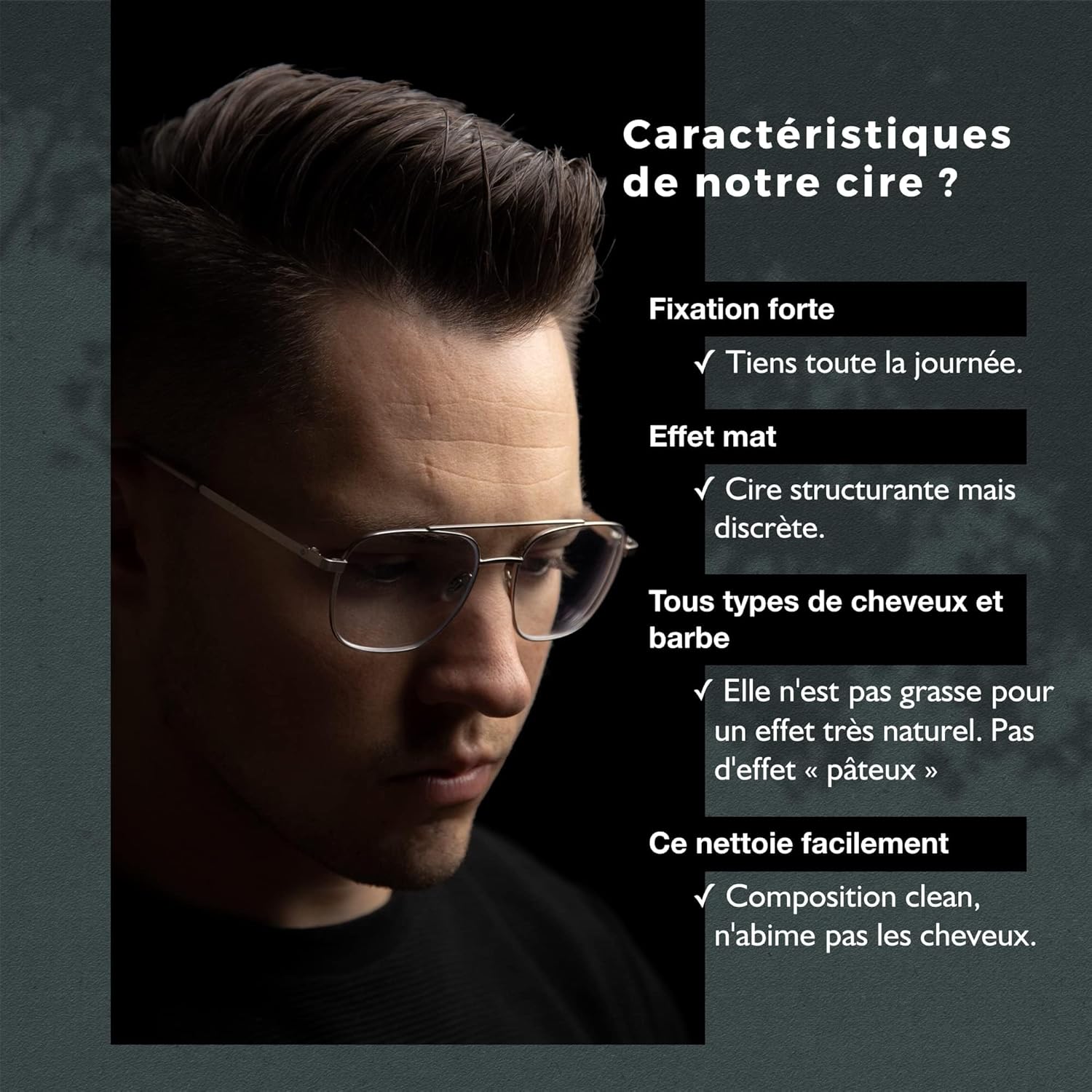 Cire pour cheveux homme - coiffante naturelle 45g - Fabriquée France