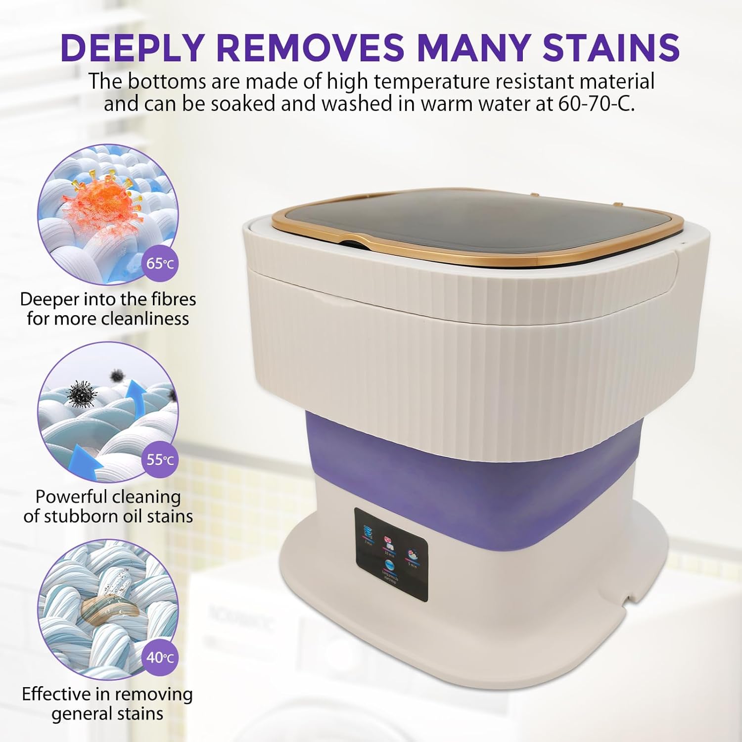 Mini machine à laver portable - 15L - essoreuse, nettoyage en profondeur, idéale camping et voyages