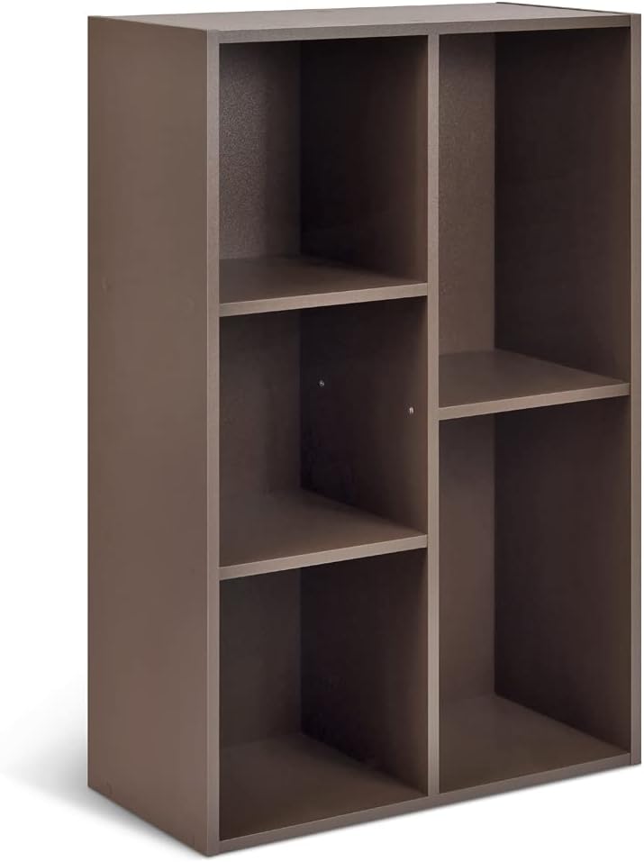 mx-dealz Basics - bibliothèque cubique 5 compartiments 23.5x49.5x80cm - marron expresso